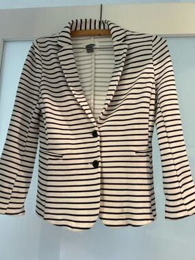 Striped Black & White Tailored Blazer - Women